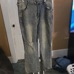 SHEIN Women's Blue Flare Jeans